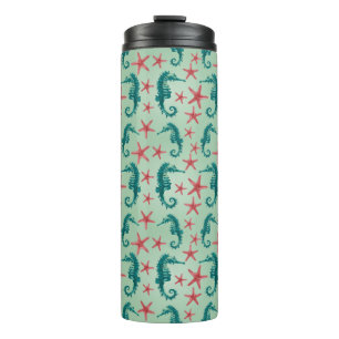 Teal Seahorse Pattern 2 Thermal Tumbler