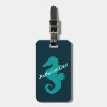 Teal Seahorse Personalized Luggage Tag at Zazzle