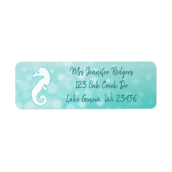 Teal Seahorse Seaside Label | Zazzle.com