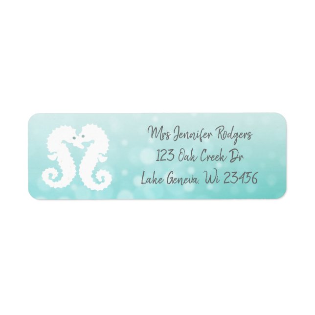 Teal Seahorses Beachy Label (Front)