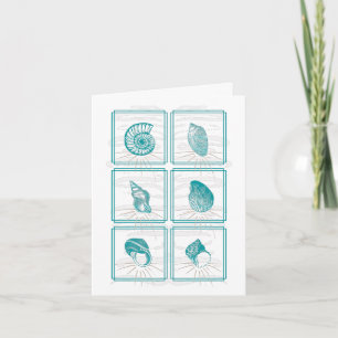 Teal Seashell Collage Note Card