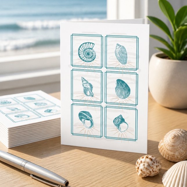 Teal Seashell Collage Note Card (Creator Uploaded)