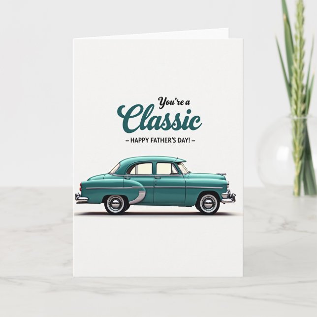Teal Sedan Fathers Day Card (Front)