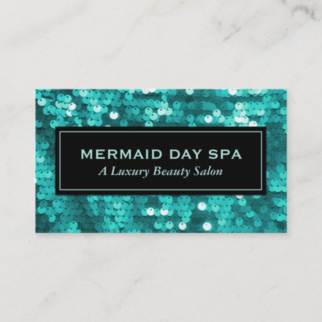 Teal Sequins Business Card (Front)