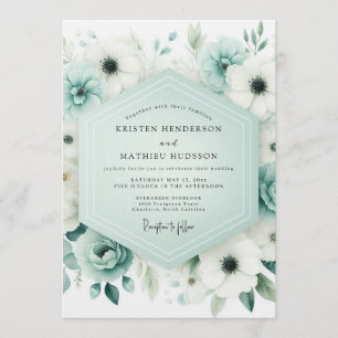 Teal Serene Watercolor Wedding Invitation