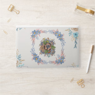 Teal Serenity – Light Floral Watercolor HP Laptop Skin