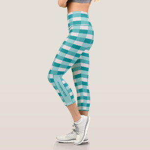 Teal Shades Color Blocks with Light Gray Capri Leggings