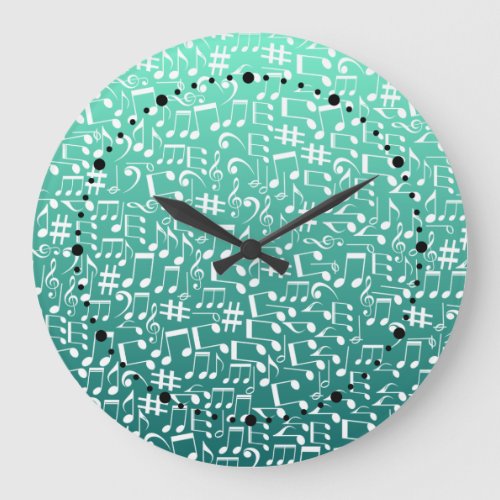 Teal Shades Sea Green Blue Aquamarine  Large Clock