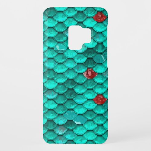 Teal Shimmer and Ruby Fish Scales Pattern Case_Mate Samsung Galaxy S9 Case
