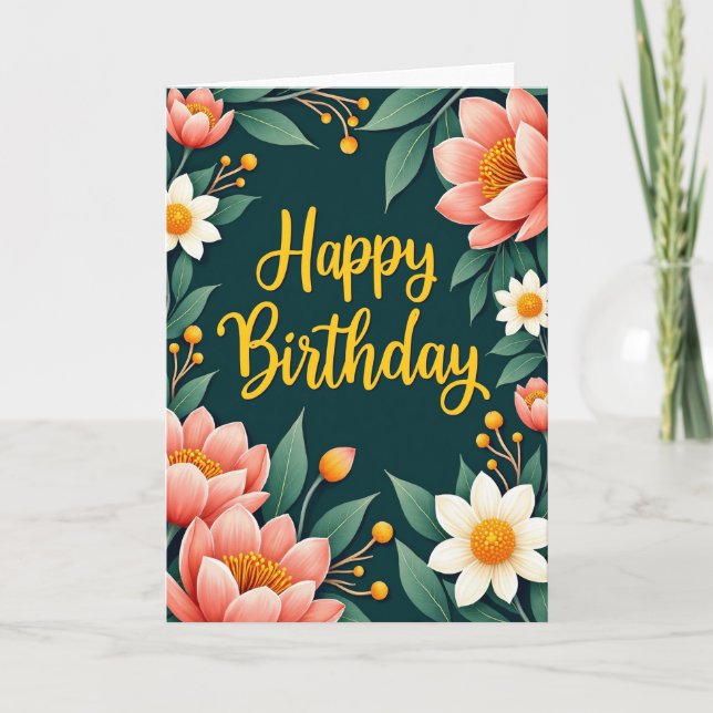 Teal Shimmer Birthday Card (Front)