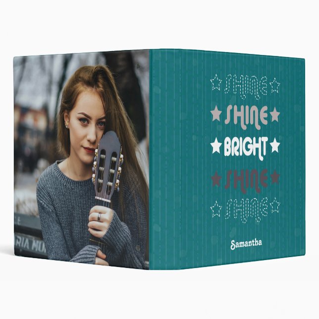 Teal Shine. Shine. Bright. Shine. Shine. 3 Ring Binder (Background)