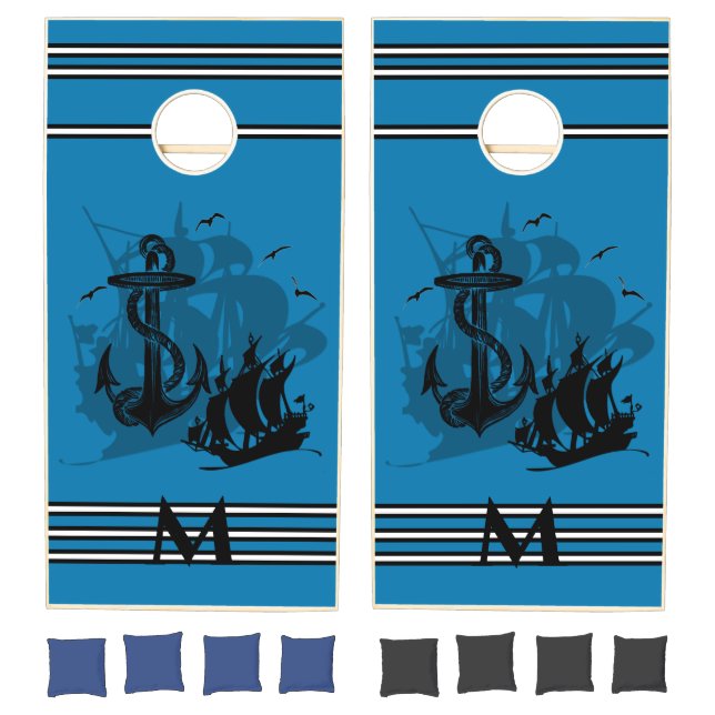 Teal Ship And Anchor Cornhole Set (Set)