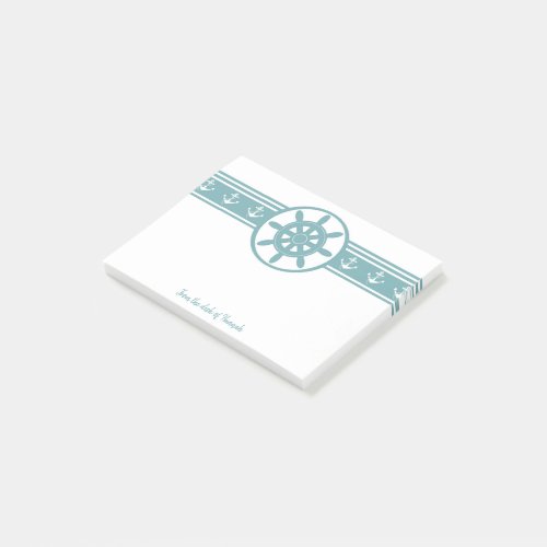 Teal Ships Wheel Personalized Notes