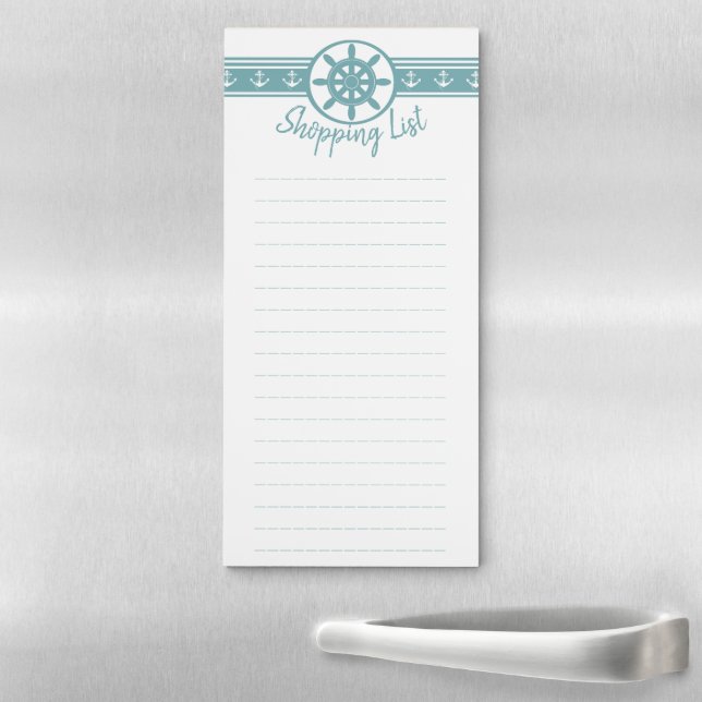 Teal Ships Wheel Shopping List Notepad (In Situ)