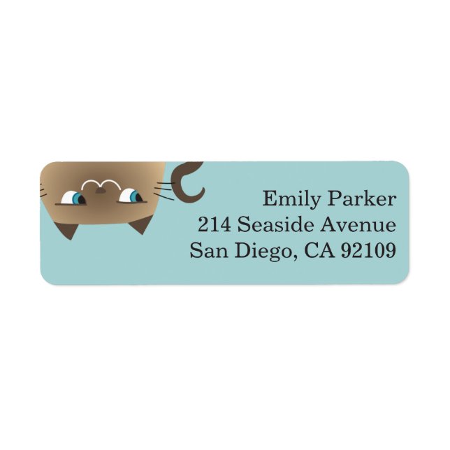 Teal Siamese Cat Return Address Label (Front)