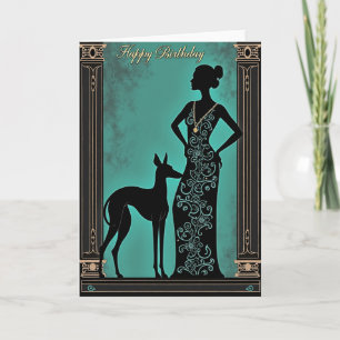 Teal Silhouette Birthday Card