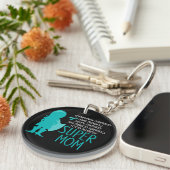 Teal Silhouette Food Allergy Super Mom Keychain (Front Right)