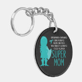 Teal Silhouette Food Allergy Super Mom Keychain (Front Left)