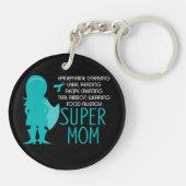 Teal Silhouette Food Allergy Super Mom Keychain (Back)