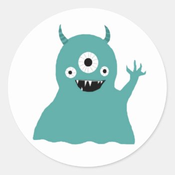 Teal Silly Monster Stickers by MudPieSoup at Zazzle
