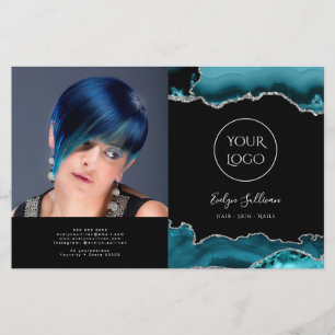 teal silver agate bifold brochure