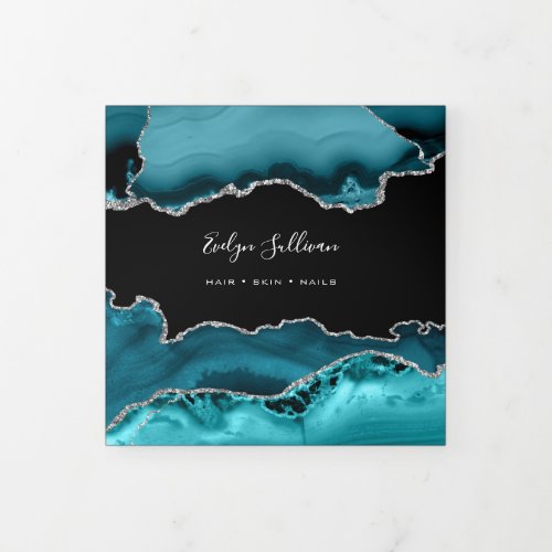 teal silver Agate Trifold Brochure