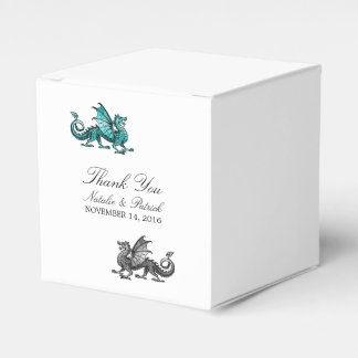 Teal Silver Dragon Wedding Favor Boxes