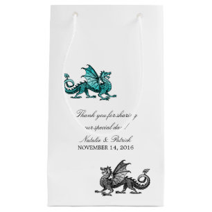 Teal Silver Dragon Wedding Gift Bag