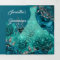 Teal silver floral rose quinceanera glitter gown