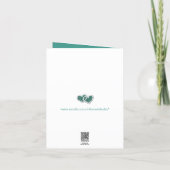 Teal, Silver Floral Wedding Photo Thank You Card (Back)
