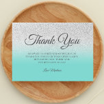 Teal Silver glitter blue green thank you Sweet 16<br><div class="desc">Teal blue and silver glitter ocean color block ombre thank you Sweet 16</div>