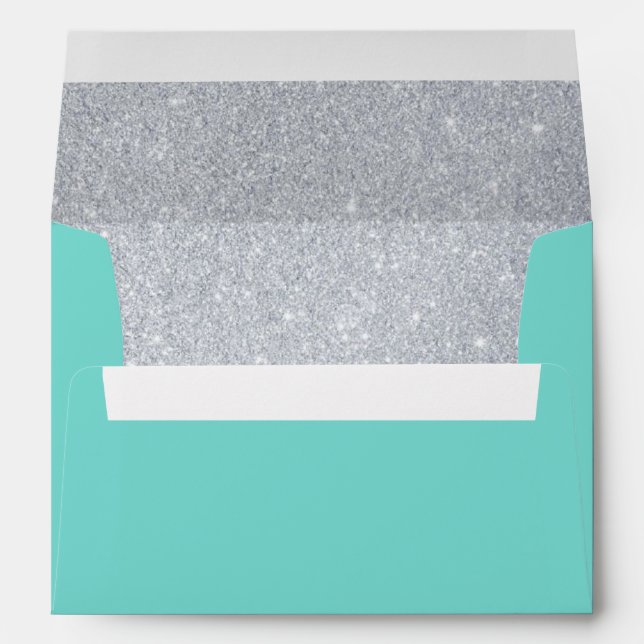 Teal & Silver Glitter Envelope (Back (Bottom))
