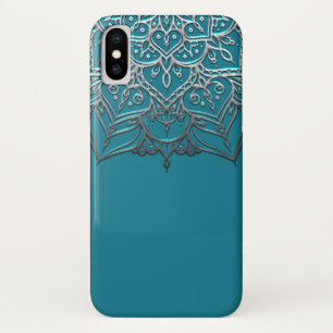 Teal & Silver Mandala Elegant Minimal Moroccan iPhone X Case