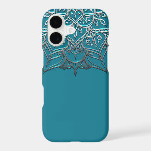 Teal & Silver Mandala Elegant Minimal Moroccan iPhone 17 Case