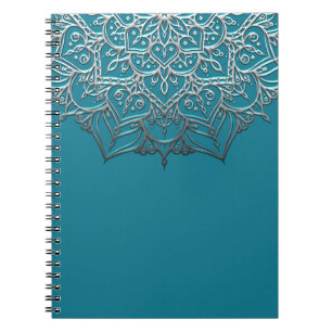 Teal & Silver Mandala Elegant Minimal Moroccan Notebook
