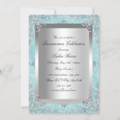 Teal & Silver Pearl Vintage Glamour Quinceanera Invitation (Back)