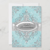 Teal & Silver Pearl Vintage Glamour Quinceanera Invitation (Front)