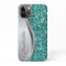 Teal Silver Sparkle Glam Bling Personalized Metal