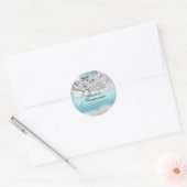 Teal Silver Sparkle Masquerade Quinceanera Sticker (Envelope)
