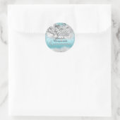 Teal Silver Sparkle Masquerade Quinceanera Sticker (Bag)