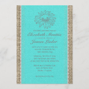 Teal & Silver Vintage Lace Wedding Invitations