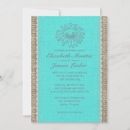 Teal &amp; Silver Vintage Lace Wedding Invitations