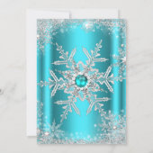 Teal Silver Winter Wonderland Sweet 16 Snowflake Invitation (Back)