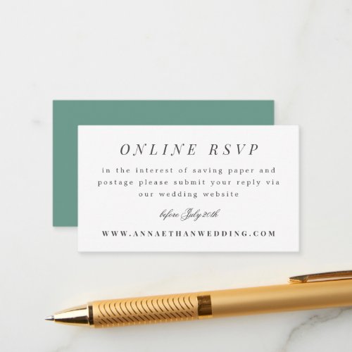 Teal Simple Branch Wedding Suite Online RSVP Card