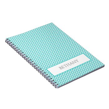 Teal Simple Chevron Personalized Notebook by Superstarbing at Zazzle