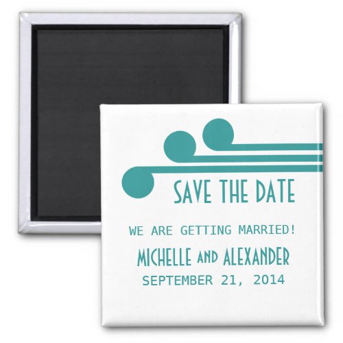 Teal Simple Deco Chic Save the Date Magnet