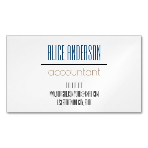 Teal simple geometric modern accountant business business card magnet