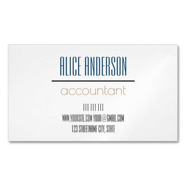 Teal simple geometric modern accountant business card magnet (Front)