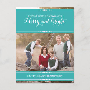 Teal Simply Chic Holiday Photo Postcard