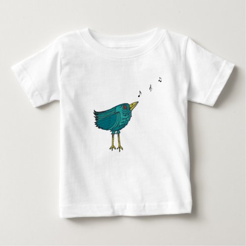 Teal Singing Bird  Birdhouse BabyToddler T_Shirt